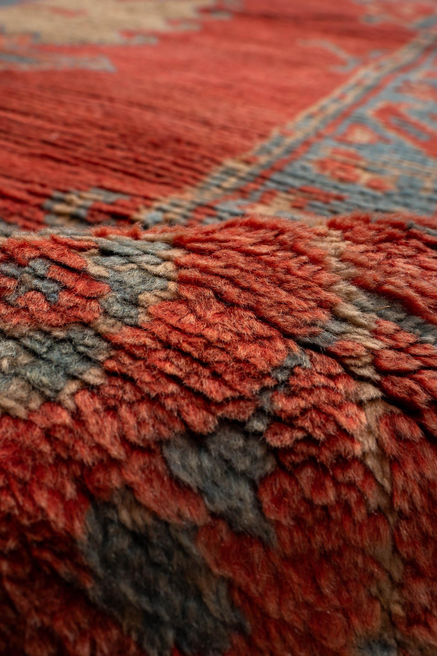 20th Century Antique Turkish Oushak Handwoven Luxury Wool Red Rug,  14'4 x 20' Size For Sale
