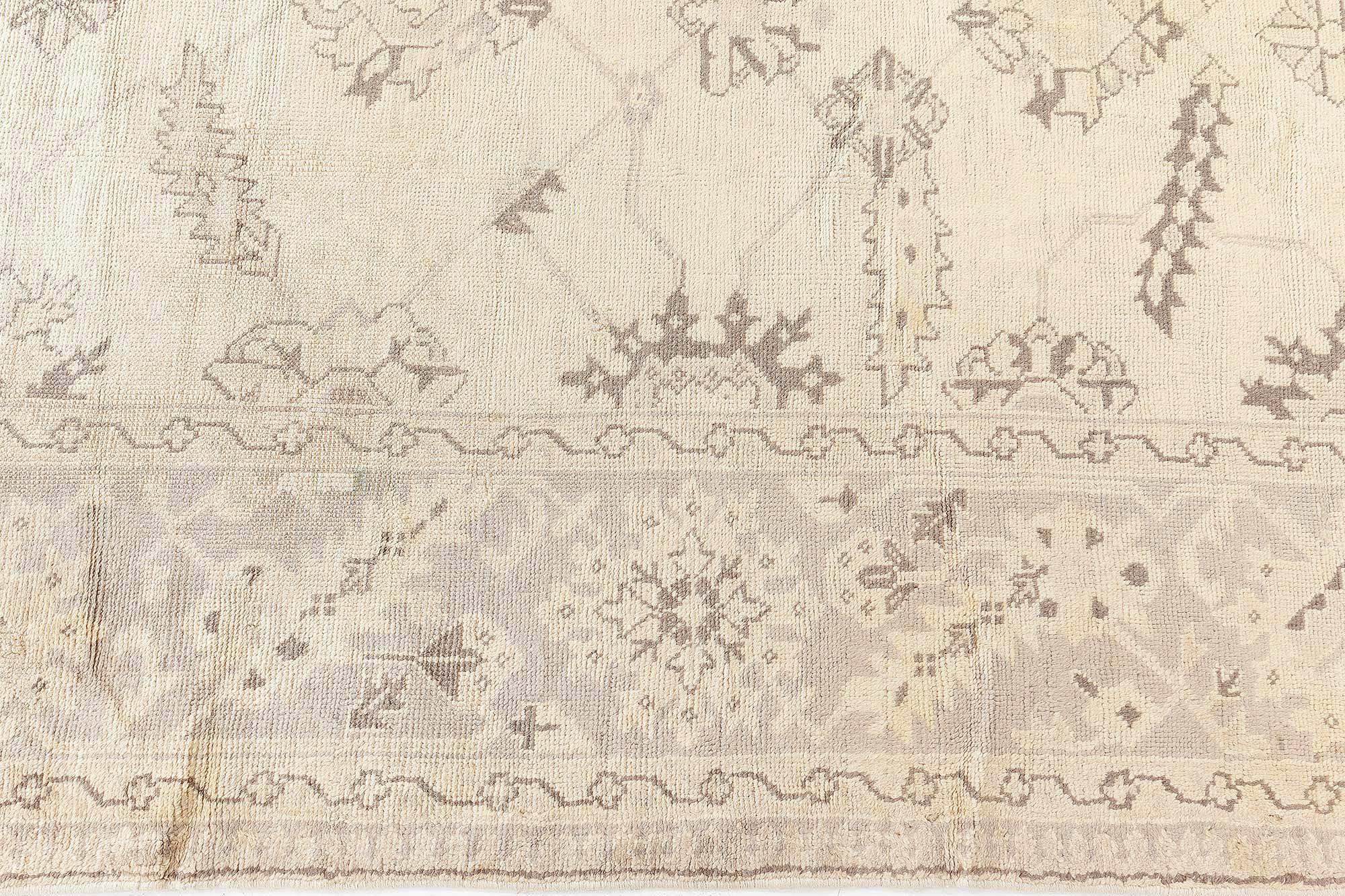 20th Century Antique Turkish Oushak Handwoven Wool Carpet Doris Leslie Blau For Sale