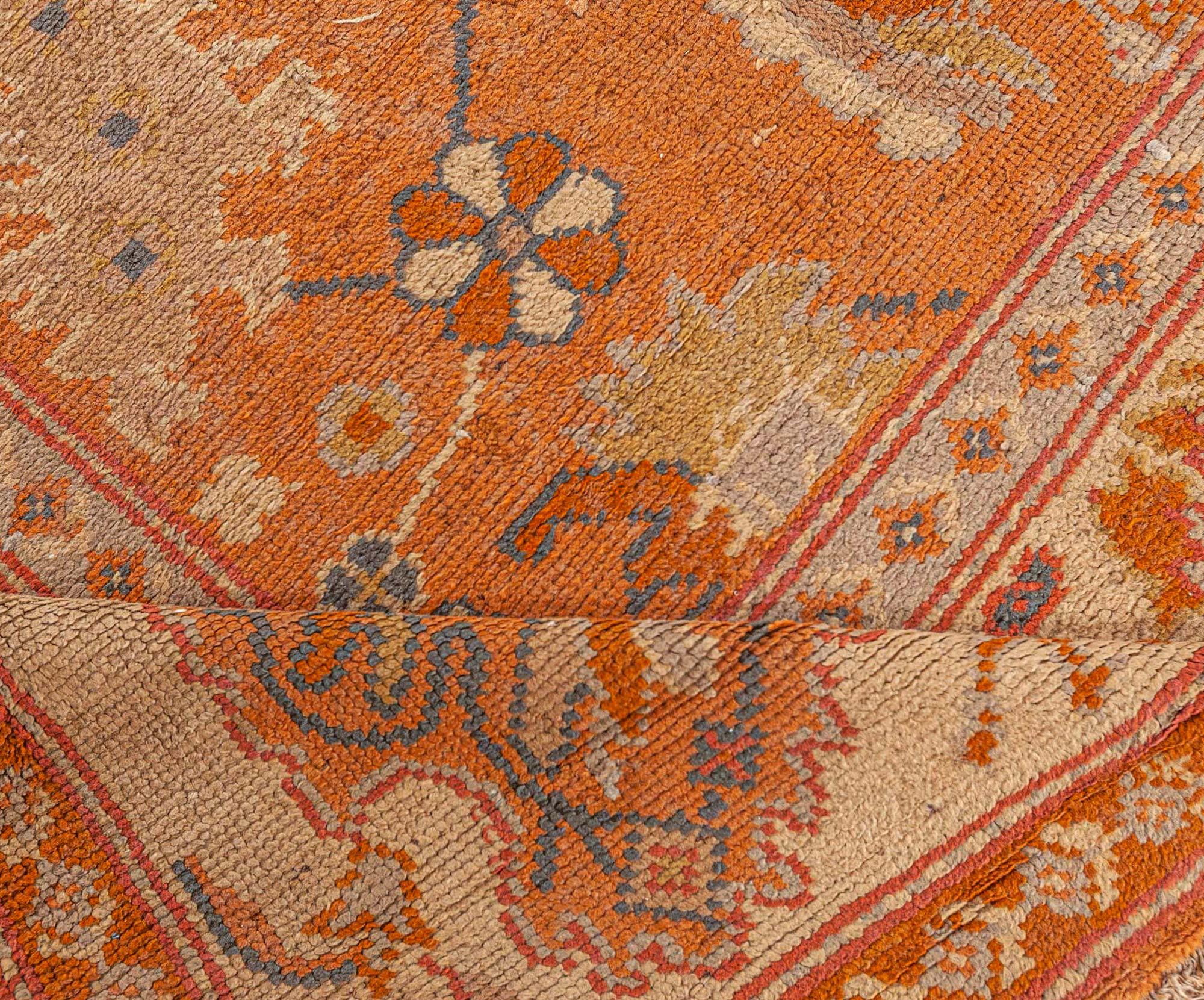 Wool Doris Leslie Blau Antique Turkish Oushak Rug For Sale