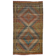 Antique Turkish Oushak Jajum Rug