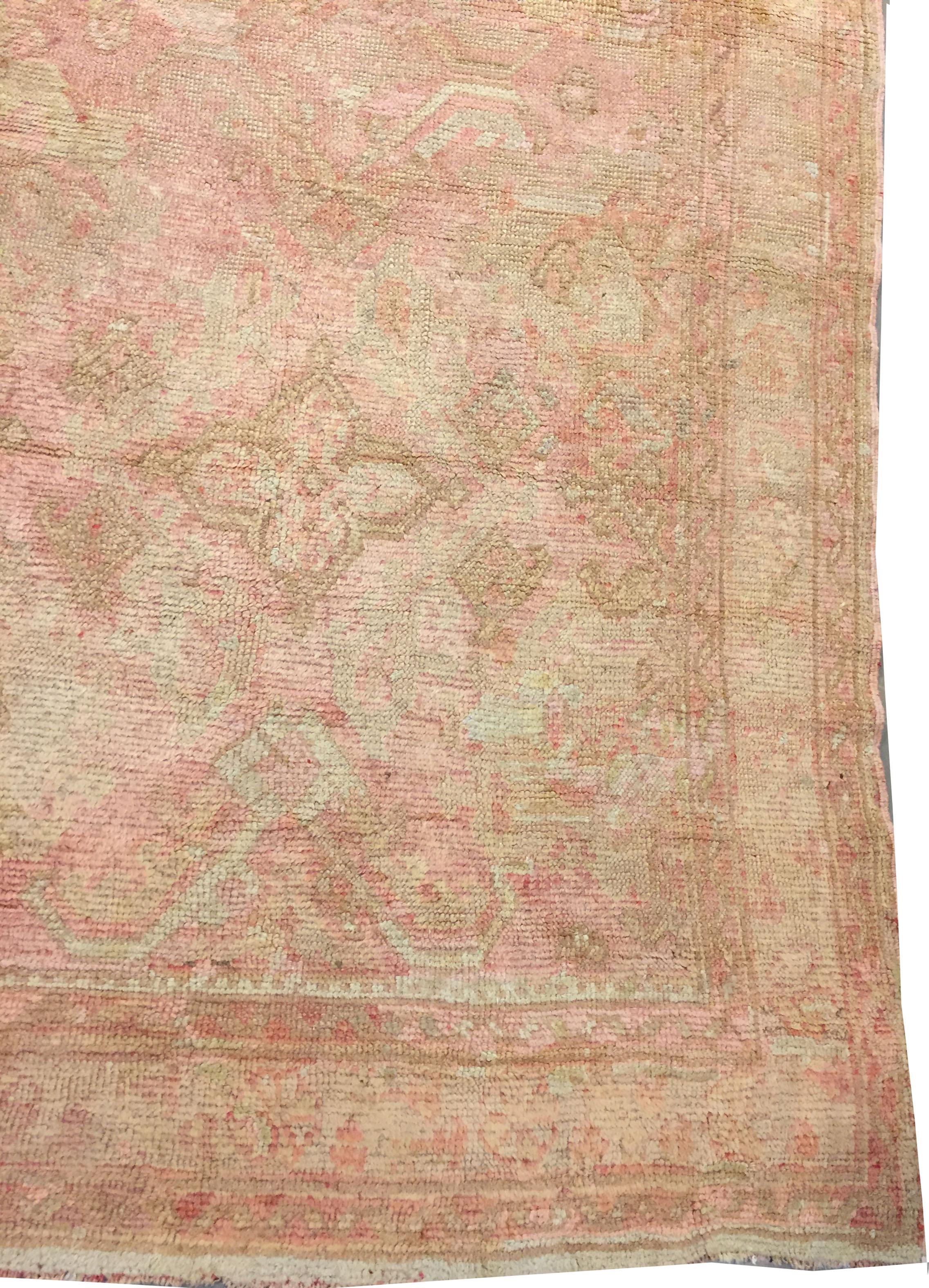 Ancien tapis turc Oushak Kelleh noué à la main, vers 1900 Bon état - En vente à New York, NY