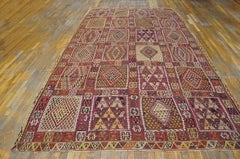 1890s Tribal Antique Kilim Turkish Oushak Sivas Flatweave 8' x 14'6" Wool Carpet