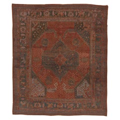 Grand tapis turc ancien d'Oushak, palette orange et sarcelle, vers les années 1920