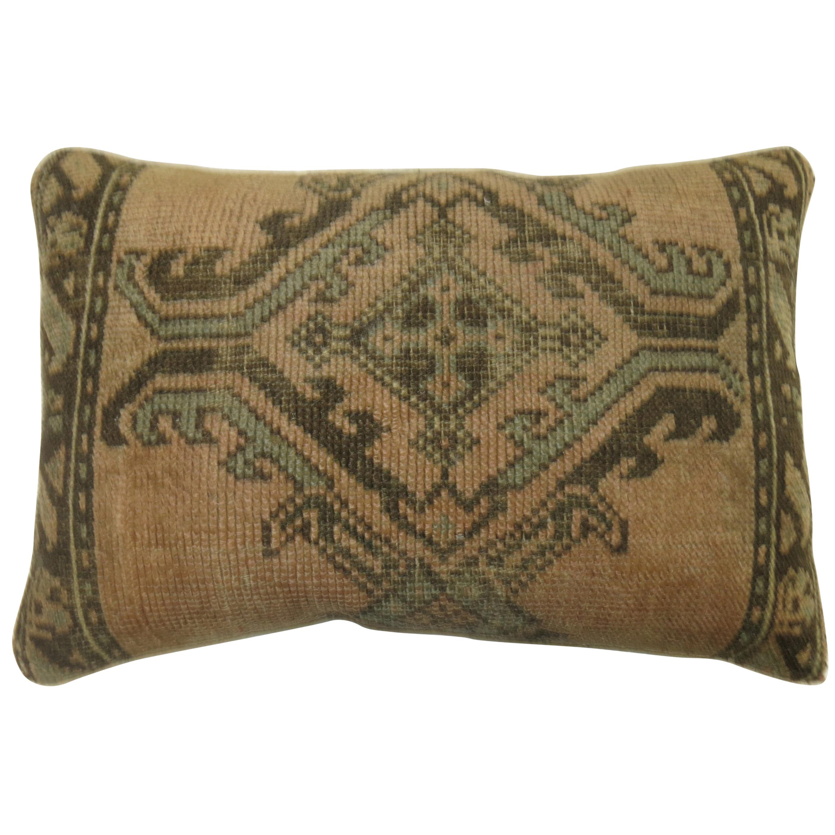 Antique Turkish Oushak Large Rug Pillow