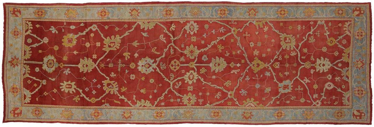 Antique Turkish Oushak Gallery Rug with Arts and Crafts Style For Sale 4