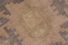 Antique Turkish Oushak Long Rug, Beige Field & Graphite Blue Accents