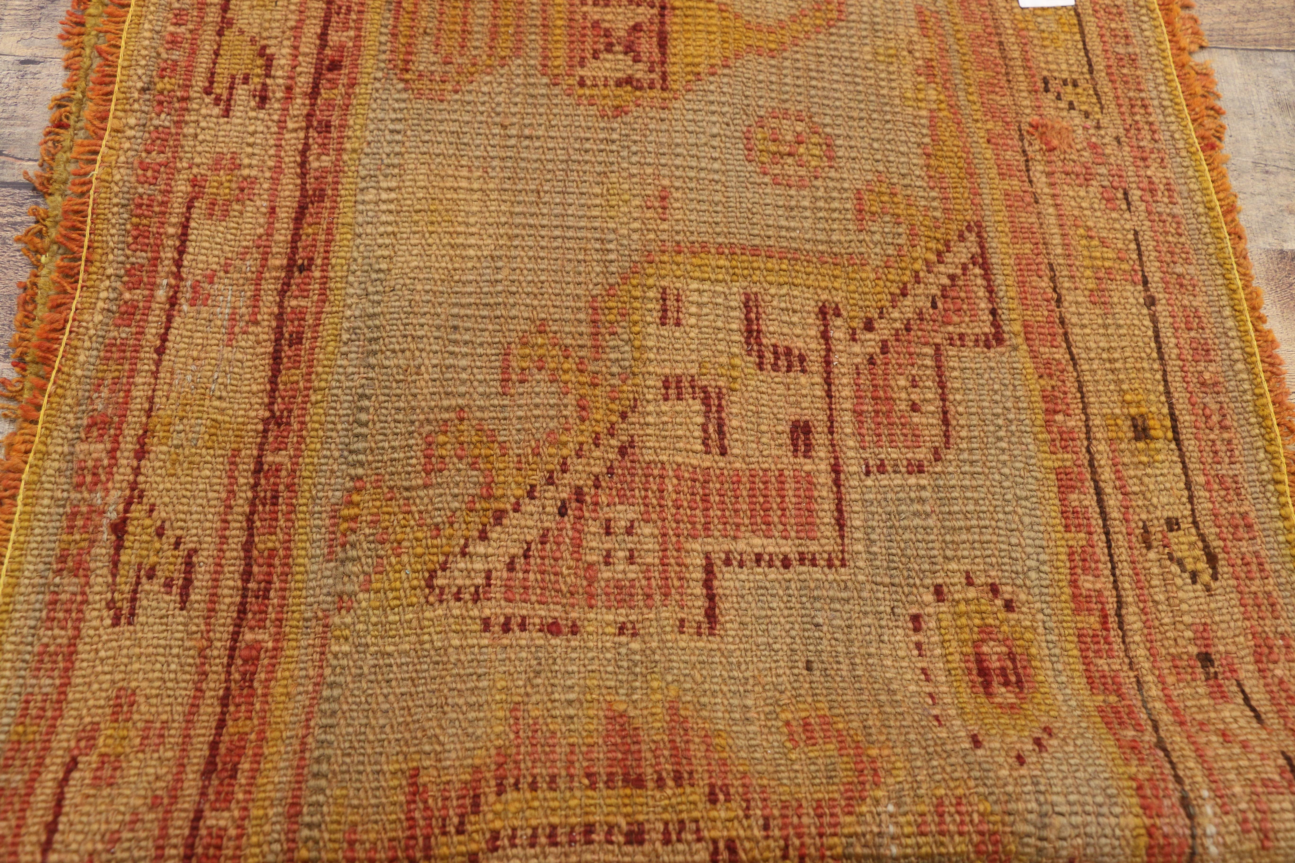 Wool Rare Antique Turkish Sampler Wagireh Oushak Hallway Runner For Sale