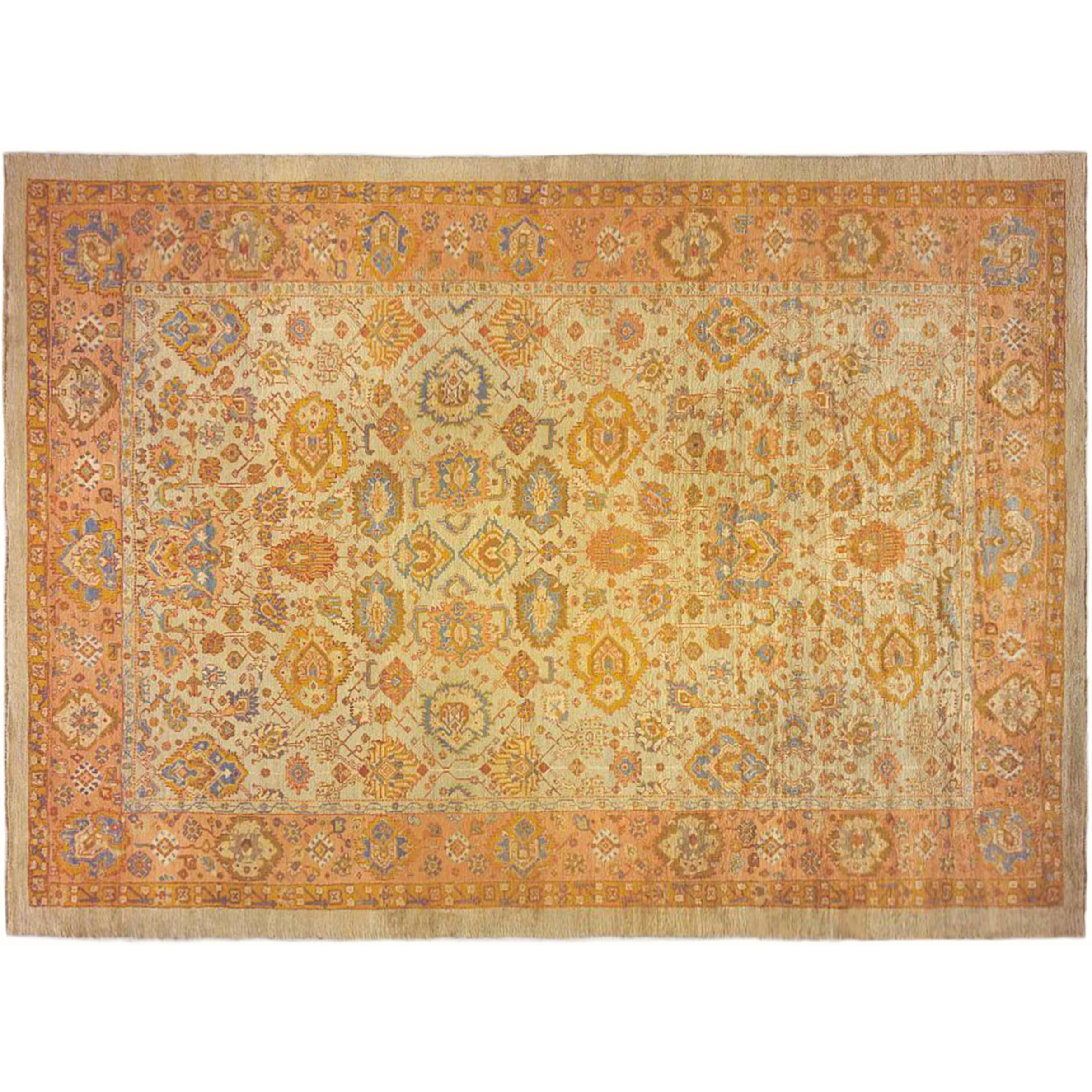 Antique Turkish Oushak Oriental Carpet, in Mansion Size, w/ Large Allover Design