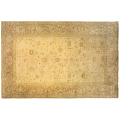 Antique Turkish Oushak Oriental Carpet, Large Size, Soft Colors & Allover Design