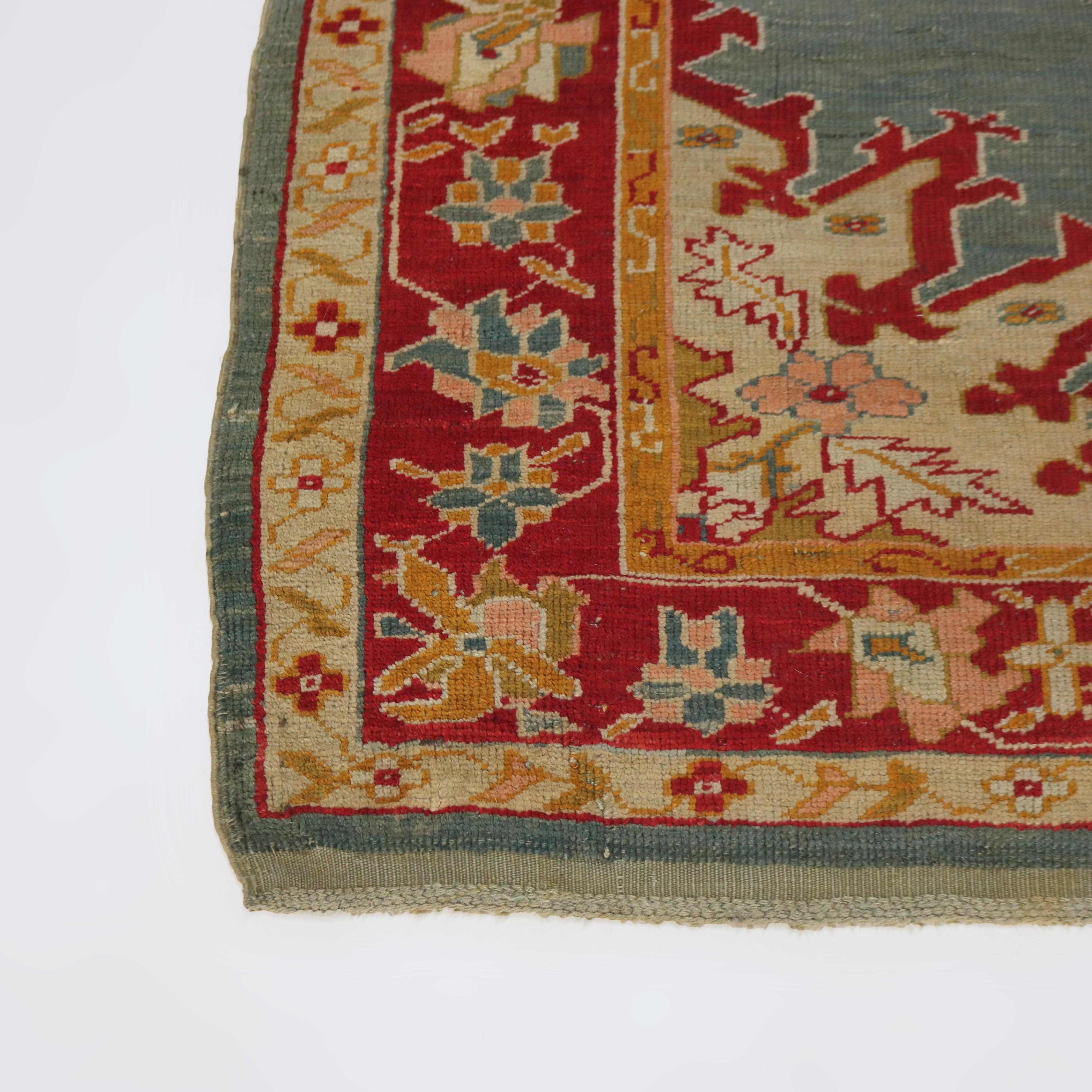 Antique Turkish Oushak Oriental Wool Rug C1920 In Good Condition In Big Flats, NY