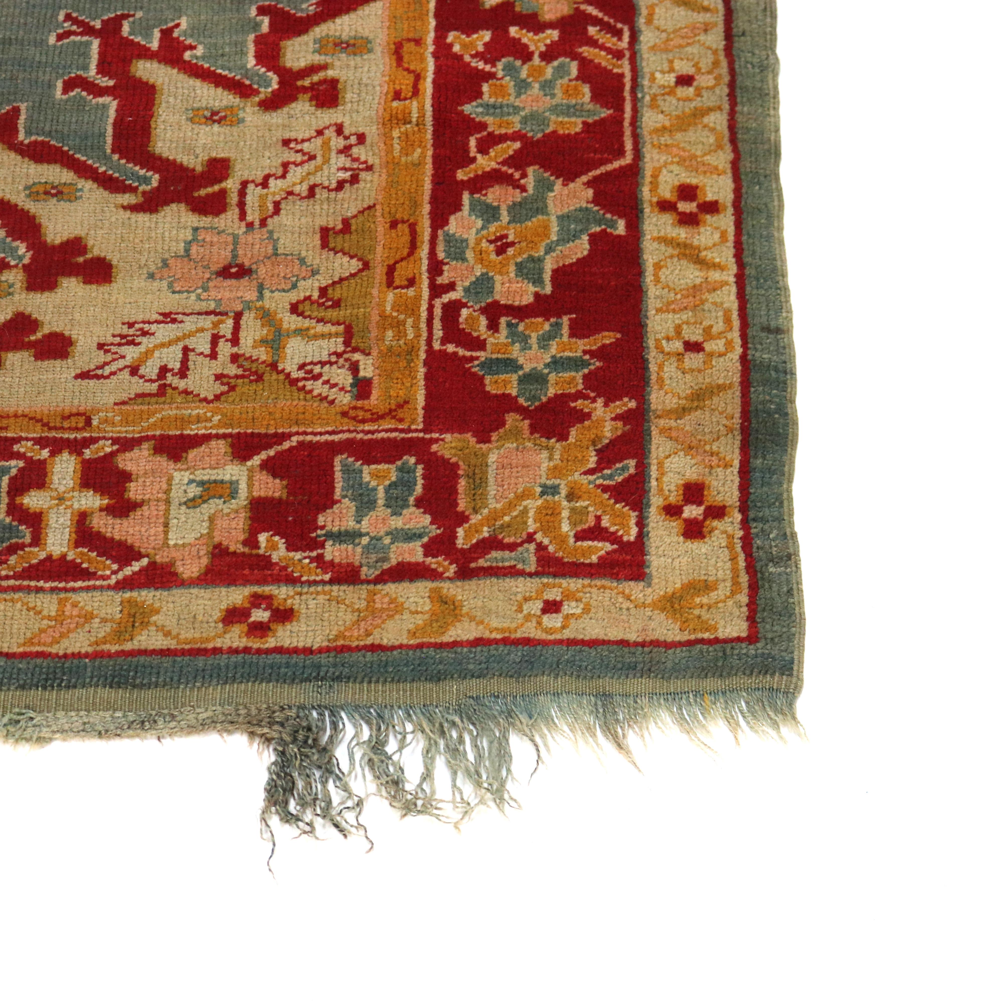 20th Century Antique Turkish Oushak Oriental Wool Rug C1920