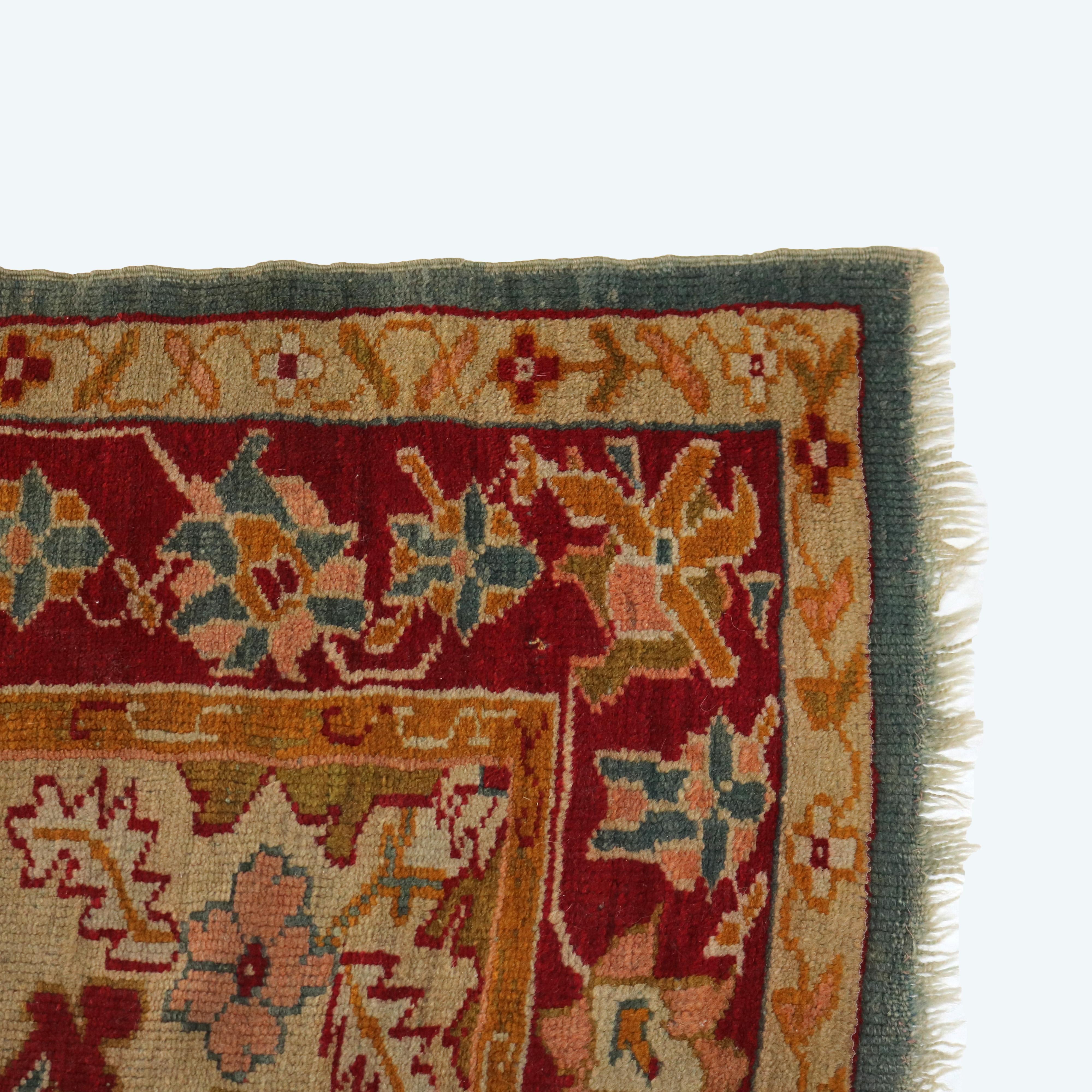 Antique Turkish Oushak Oriental Wool Rug C1920 1