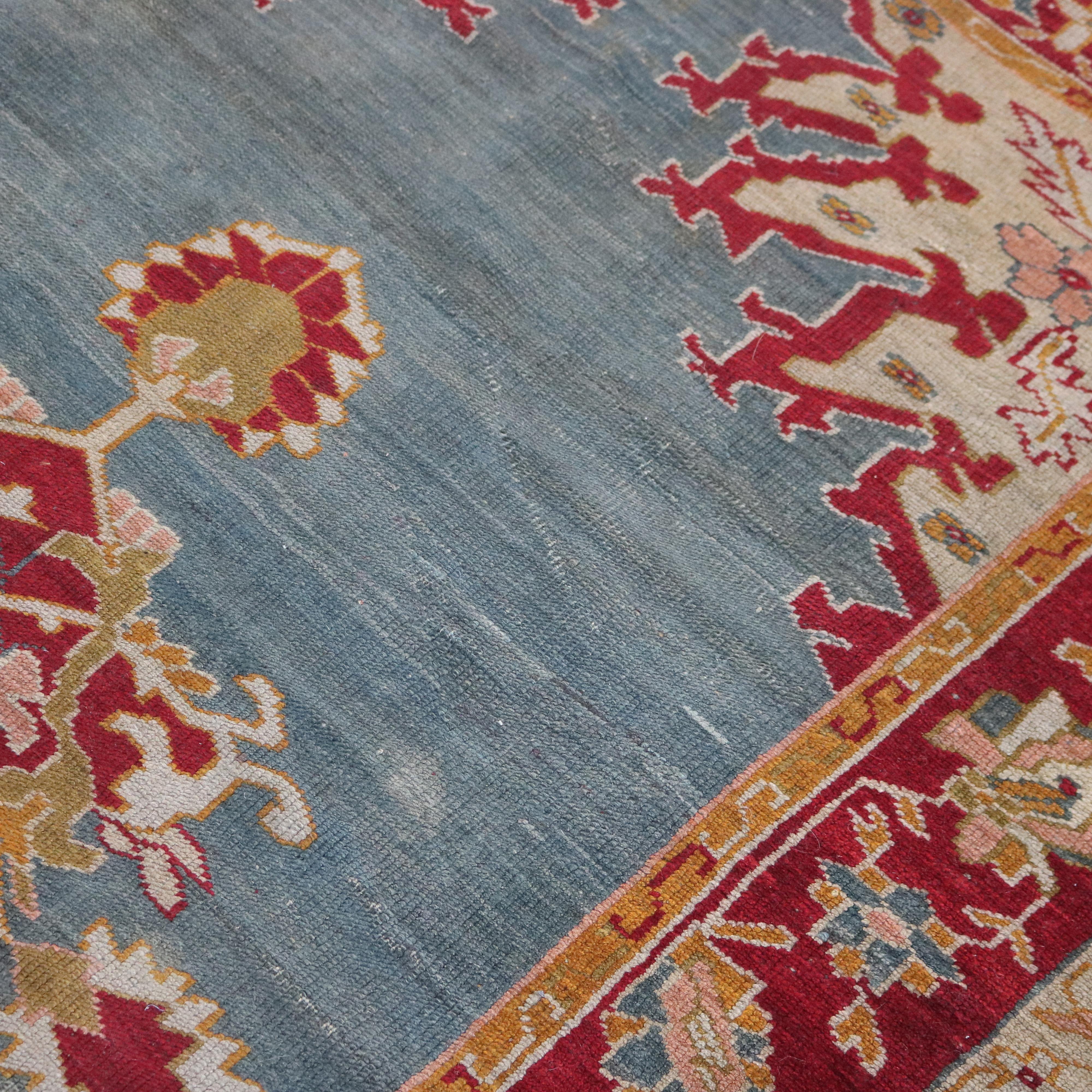 Antique Turkish Oushak Oriental Wool Rug C1920 4