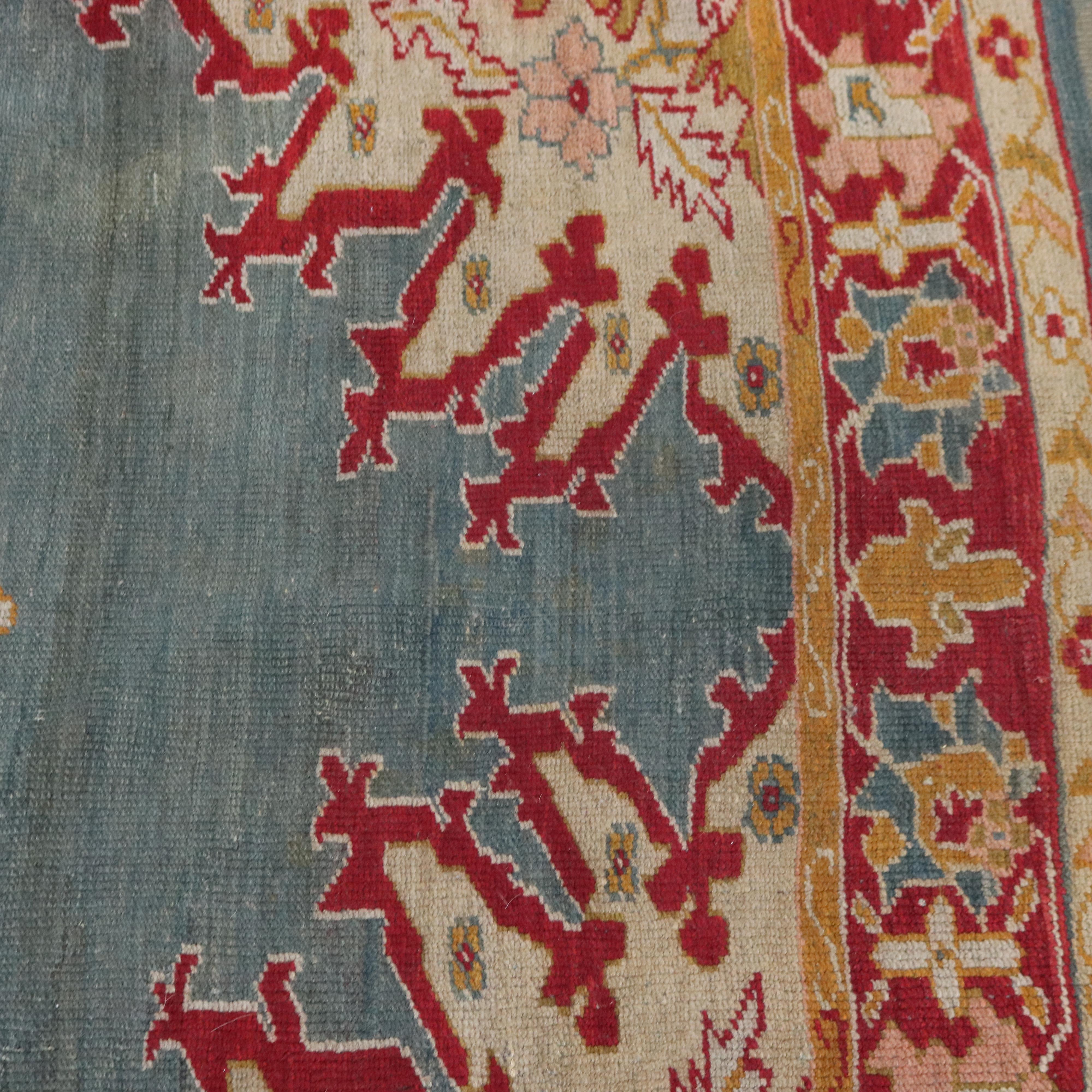 Antique Turkish Oushak Oriental Wool Rug C1920 5