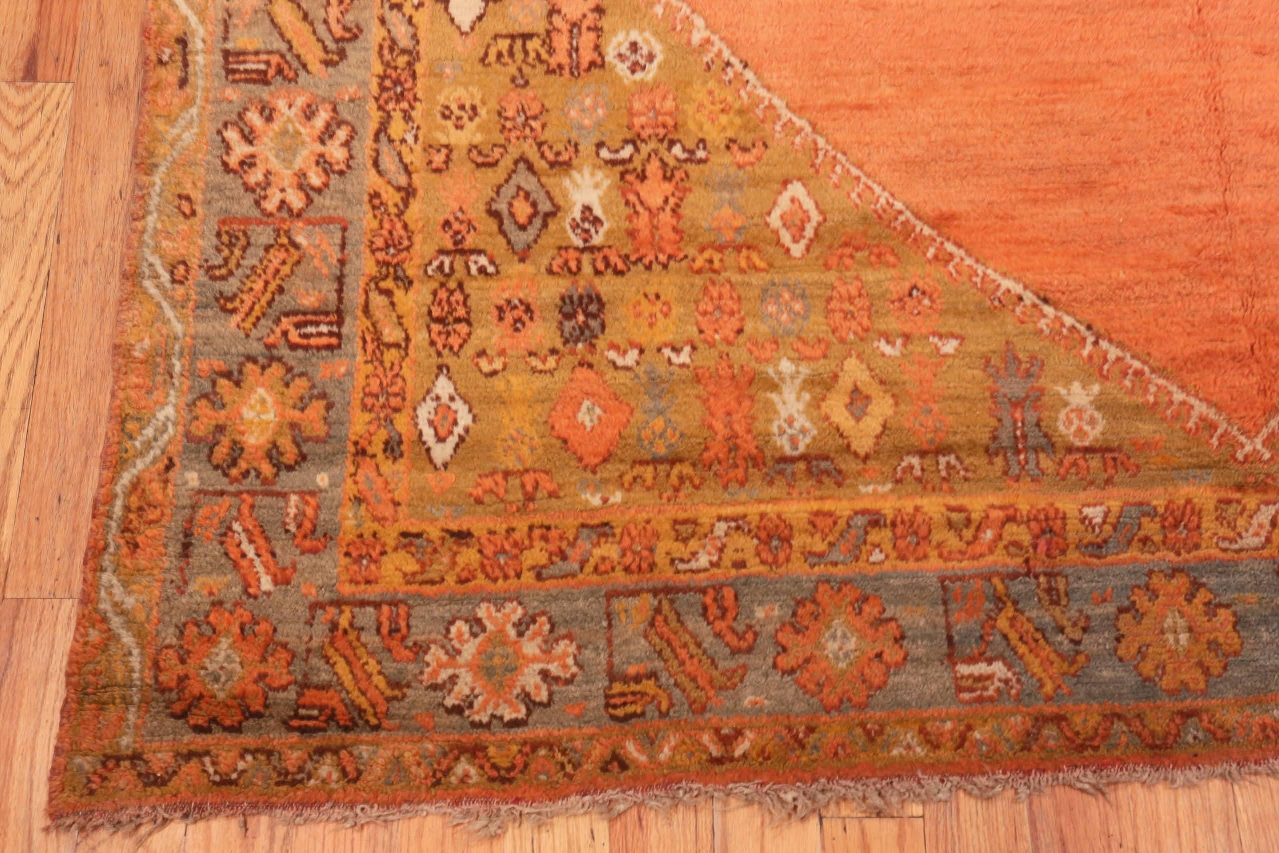 Wool Antique Turkish Oushak Prayer Rug. Size: 6 ft 6 in x 7 ft 8 in