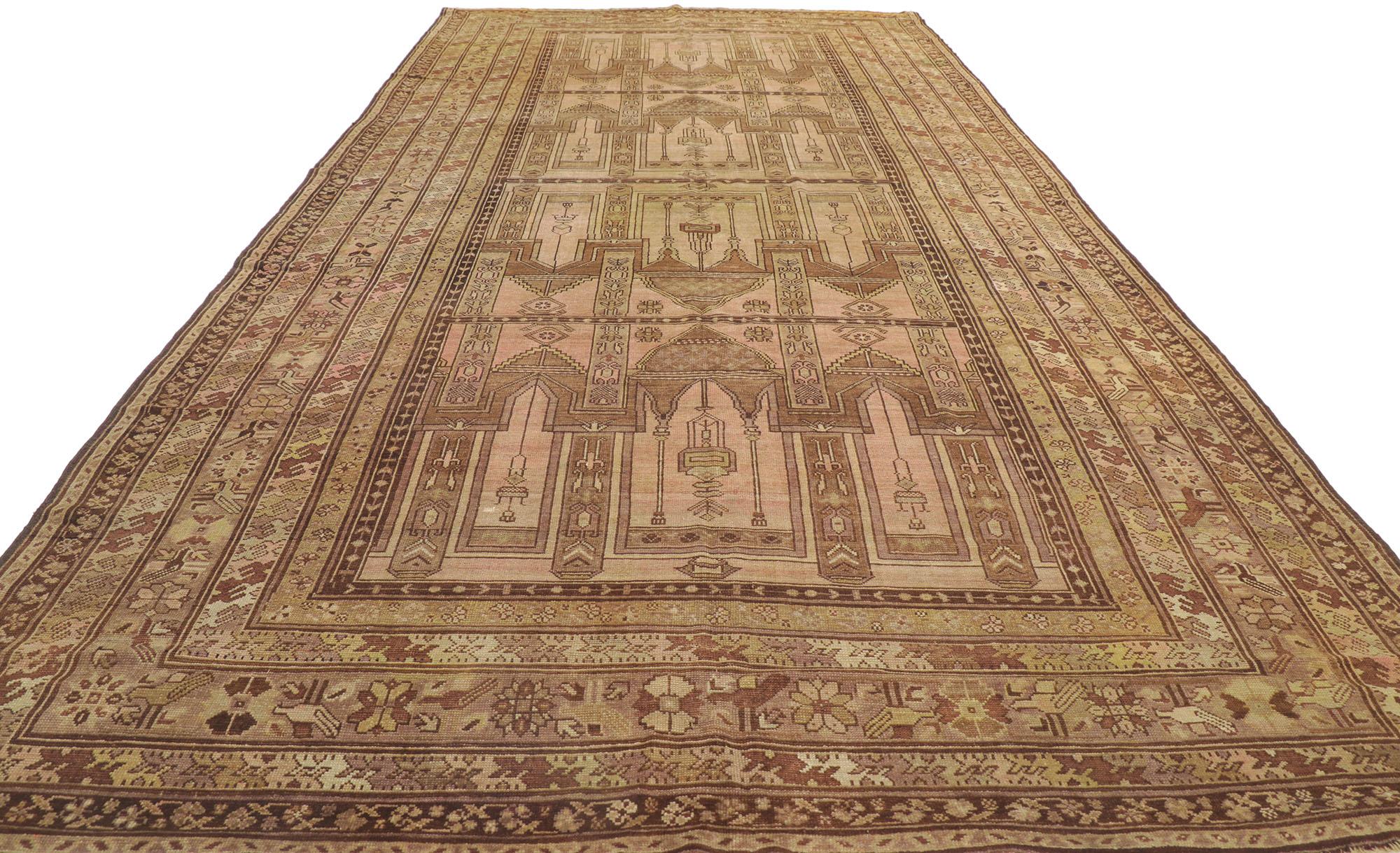 Hand-Knotted Antique Turkish Prayer Rug with Multiple Mihrabs For Sale