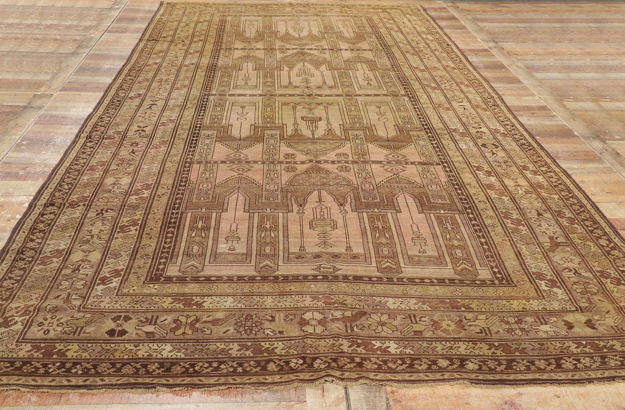 Wool Antique Turkish Prayer Rug with Multiple Mihrabs For Sale