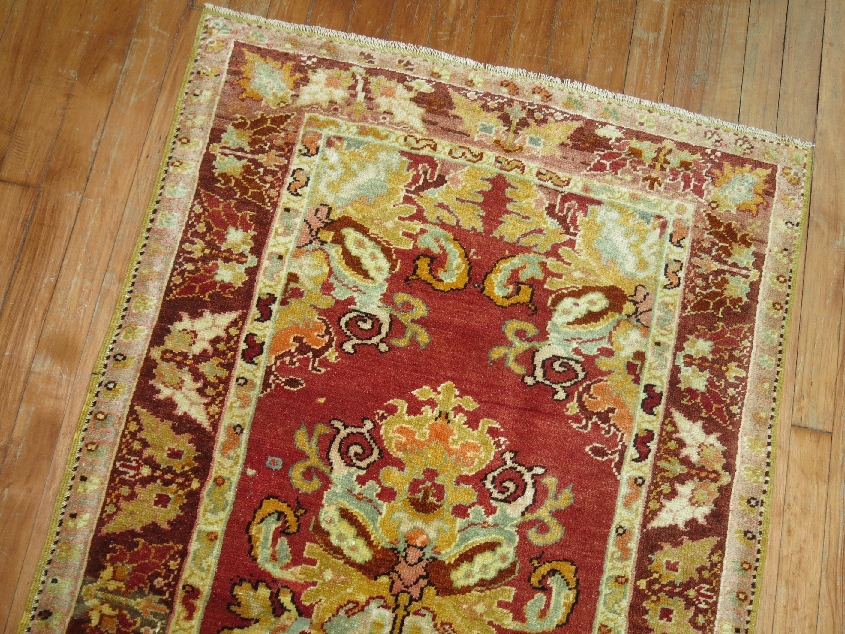 Zabihi Collection Antique Turkish Oushak Red Rug In Good Condition For Sale In New York, NY