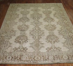 Zabihi Collection Antique Turkish Oushak Room Size Neutral color Rug