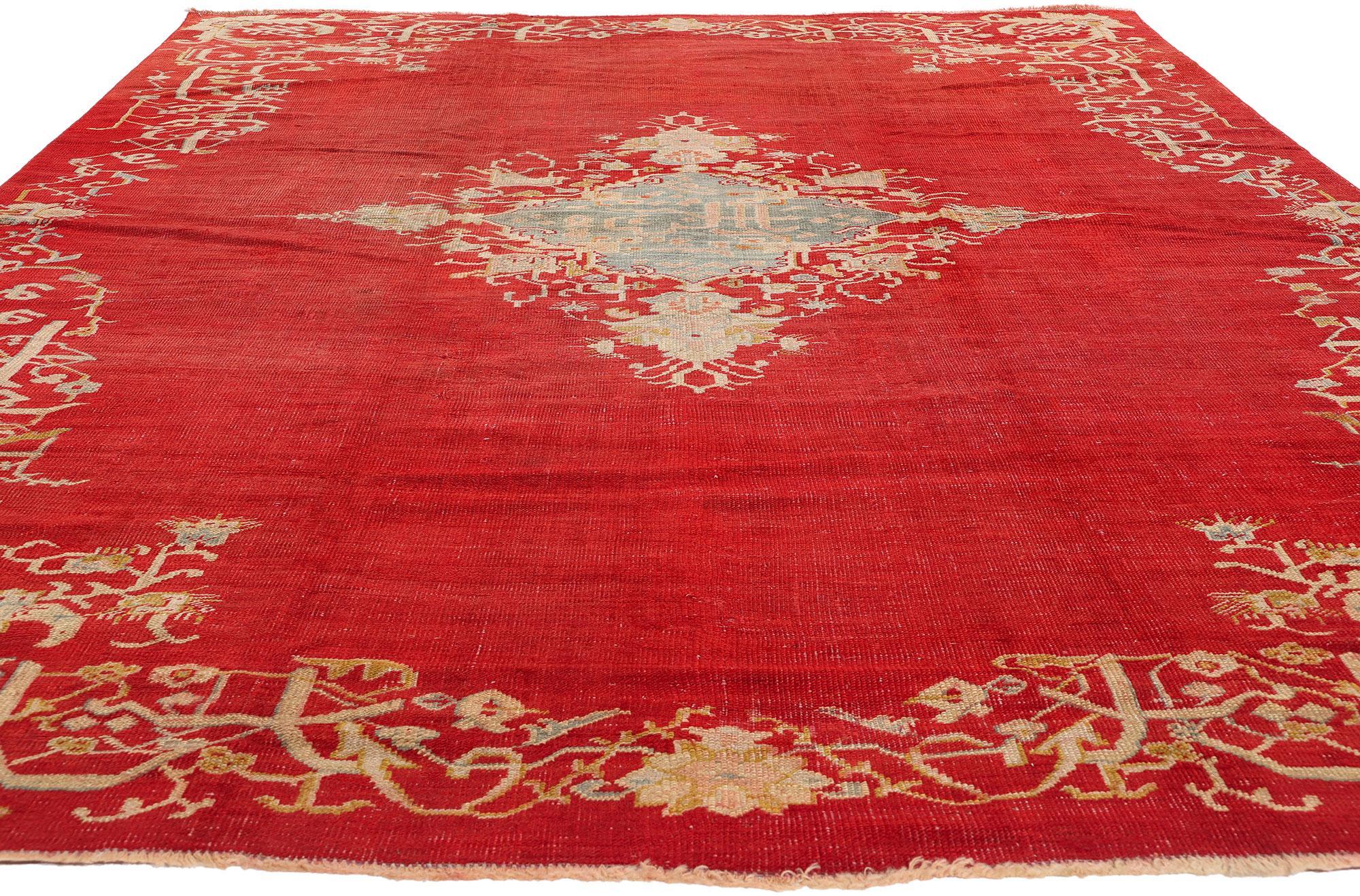 Hand-Knotted Antique Turkish Oushak Rug, 08'05 x 11'10 For Sale