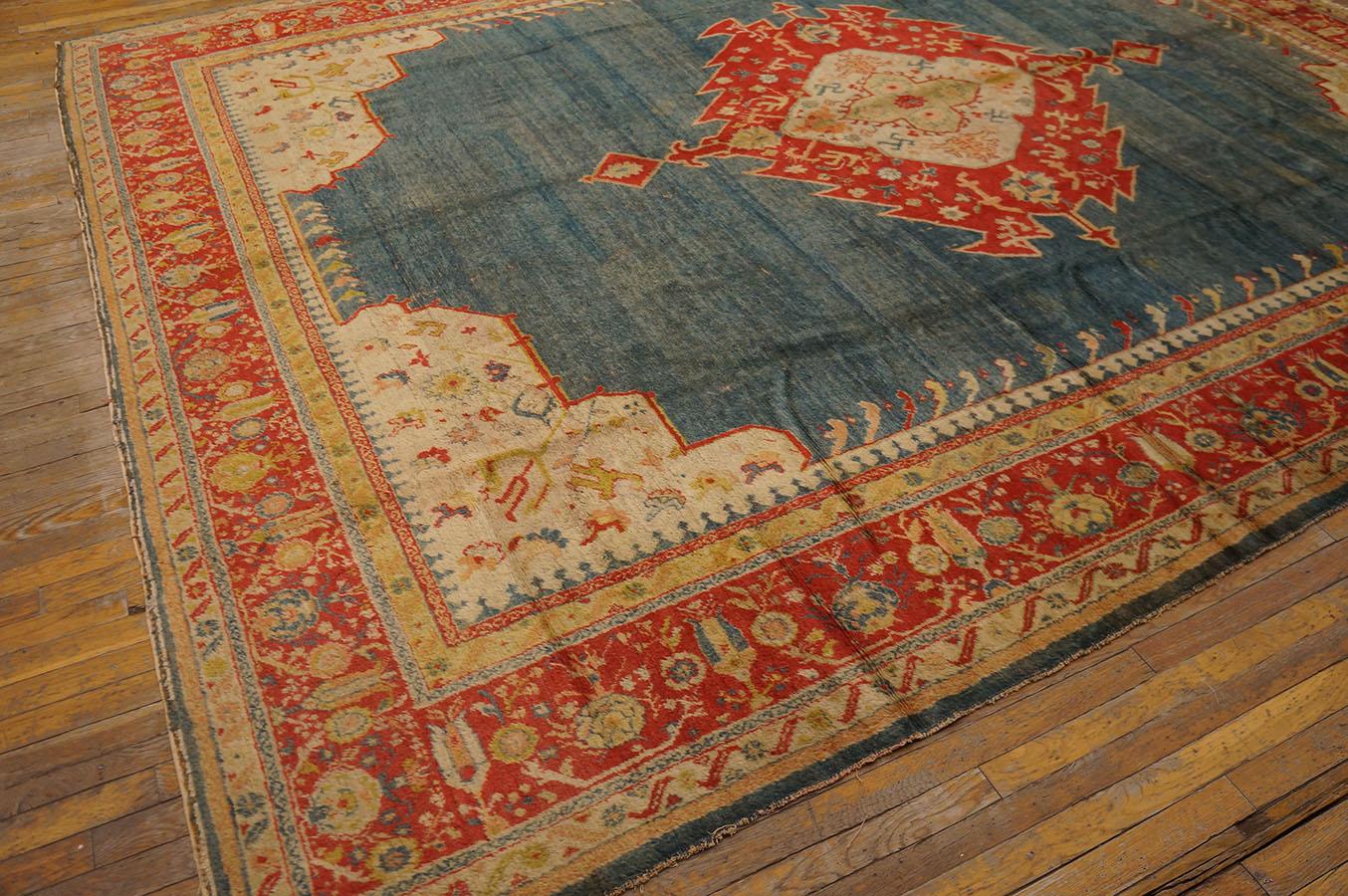 19th Century Turkish Angora Oushak Carpet (  10' x 12'4'' - 305 x 375 ) For Sale 5
