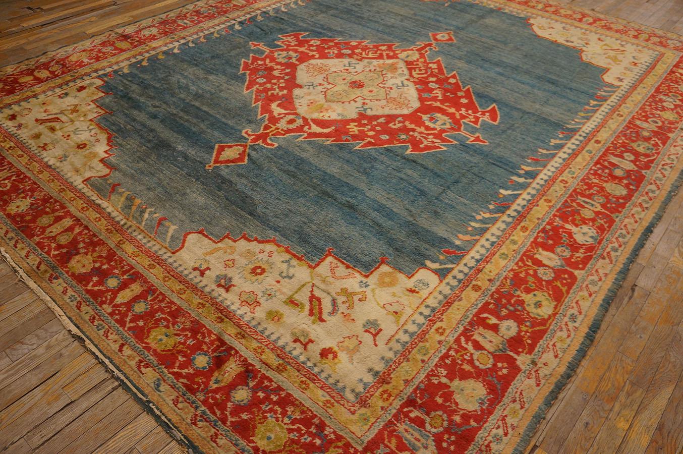 19th Century Turkish Angora Oushak Carpet (  10' x 12'4'' - 305 x 375 ) For Sale 6