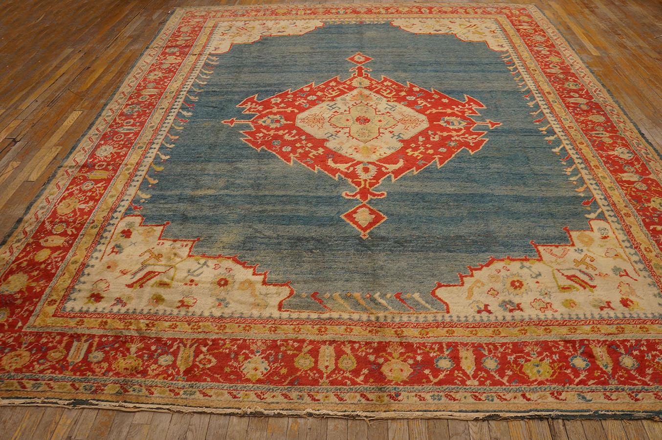 19th Century Turkish Angora Oushak Carpet (  10' x 12'4'' - 305 x 375 ) For Sale 4