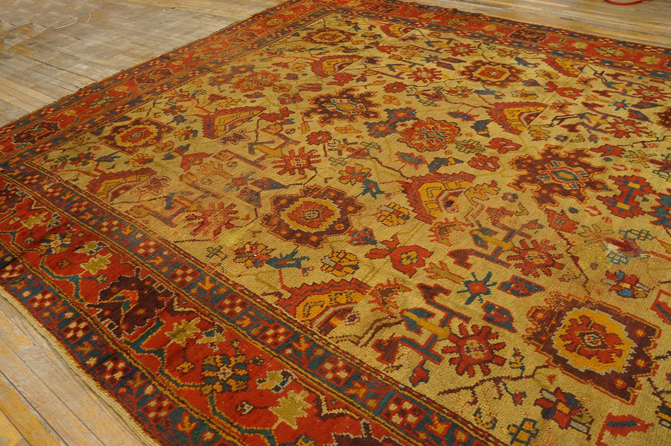 Wool Antique Turkish Oushak Rug 10' 10'' x 12' 8'' For Sale