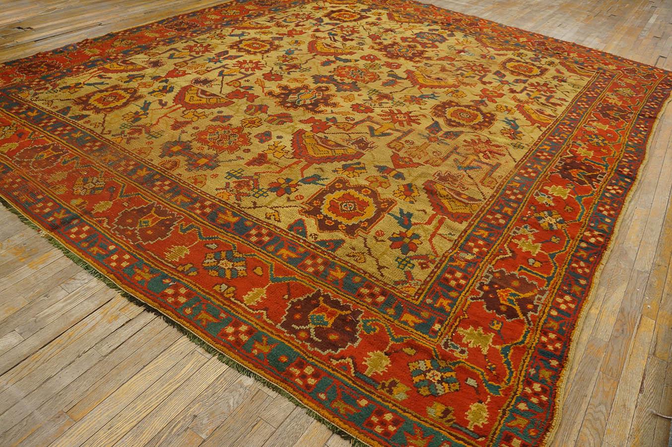 Antiker türkischer Oushak-Teppich, 3,66 m x 3,66 m, antik (Wolle) im Angebot