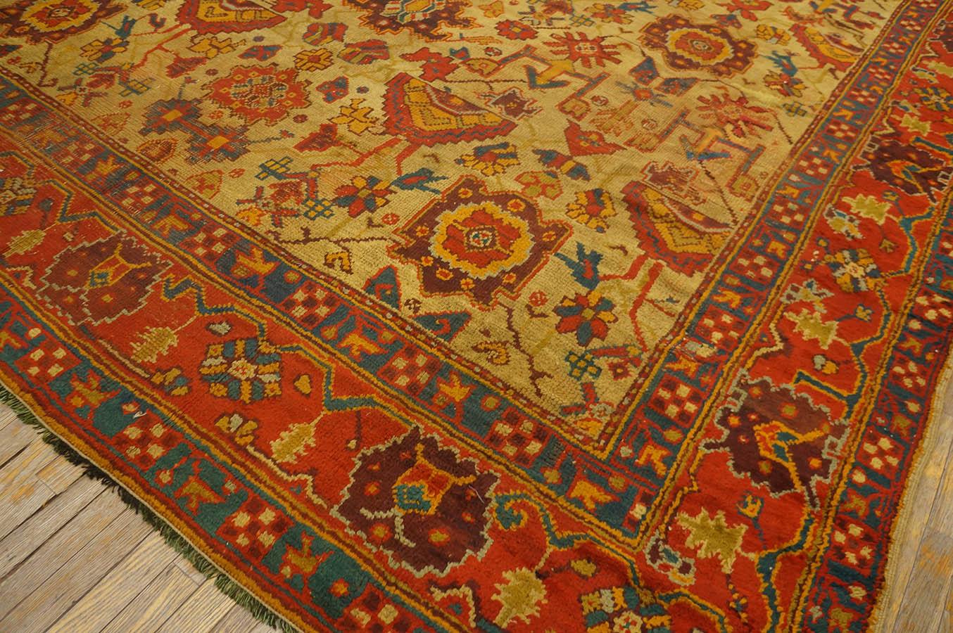 Antique tapis turc d'Oushak 10' 10'' x 12' 8'' en vente 1