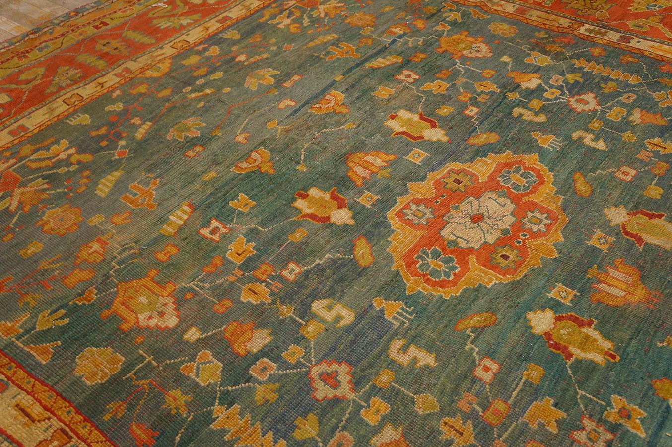 19th Century Turkish Oushak Carpet ( 10'5'' x 11'10'' - 317 x 360 cm )  For Sale 9