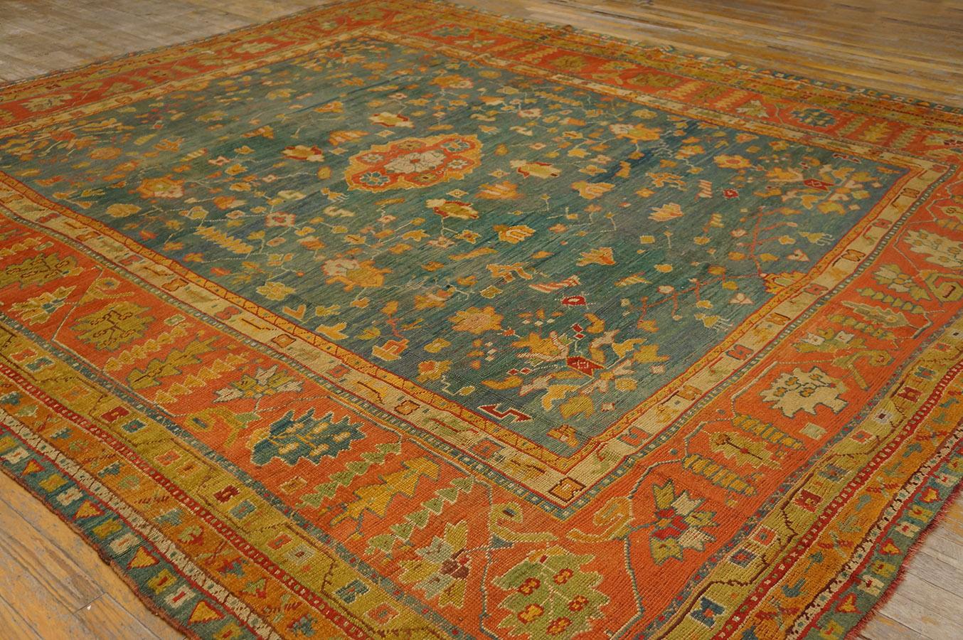 19th Century Turkish Oushak Carpet ( 10'5'' x 11'10'' - 317 x 360 cm )  In Good Condition For Sale In New York, NY