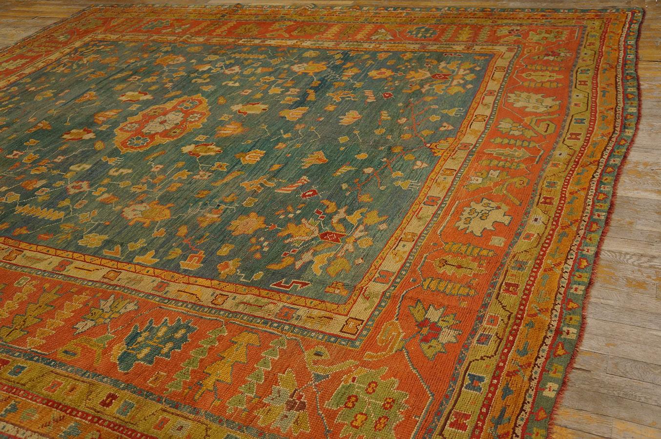 Late 19th Century 19th Century Turkish Oushak Carpet ( 10'5'' x 11'10'' - 317 x 360 cm )  For Sale