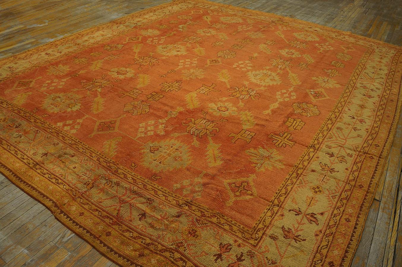 Hand-Knotted Early 20th Century Turkish Oushak Carpet ( 10'5'' x 12'6'' - 318 x 382 ) For Sale