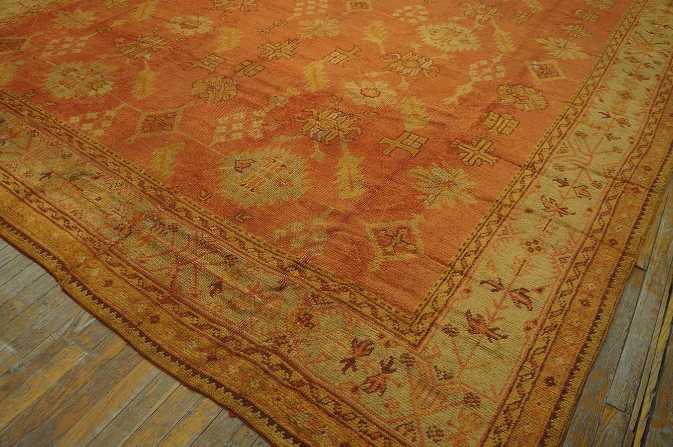 Wool Early 20th Century Turkish Oushak Carpet ( 10'5'' x 12'6'' - 318 x 382 ) For Sale