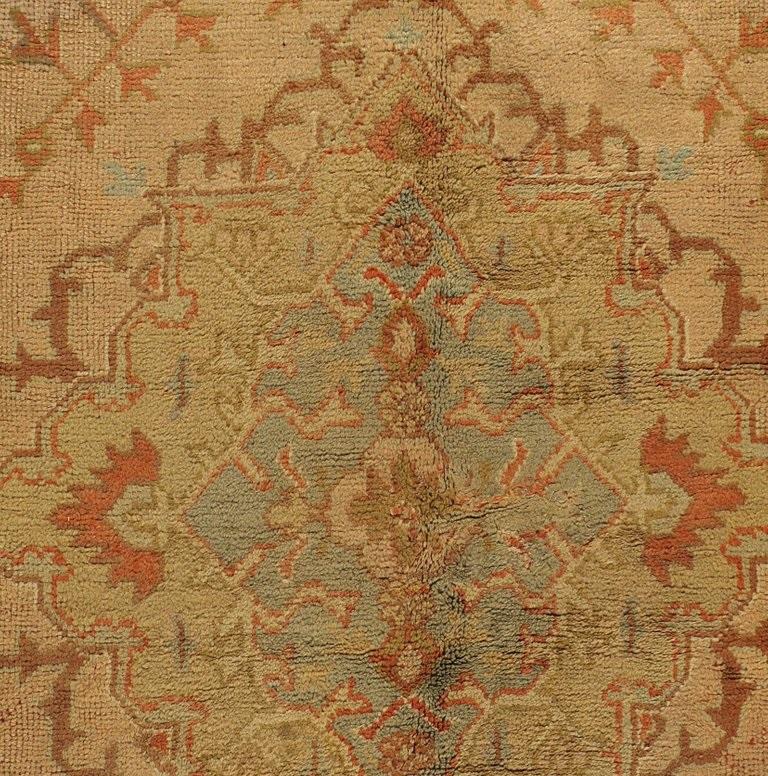Hand-Woven Antique Turkish Oushak Rug 10' x 12'6 For Sale