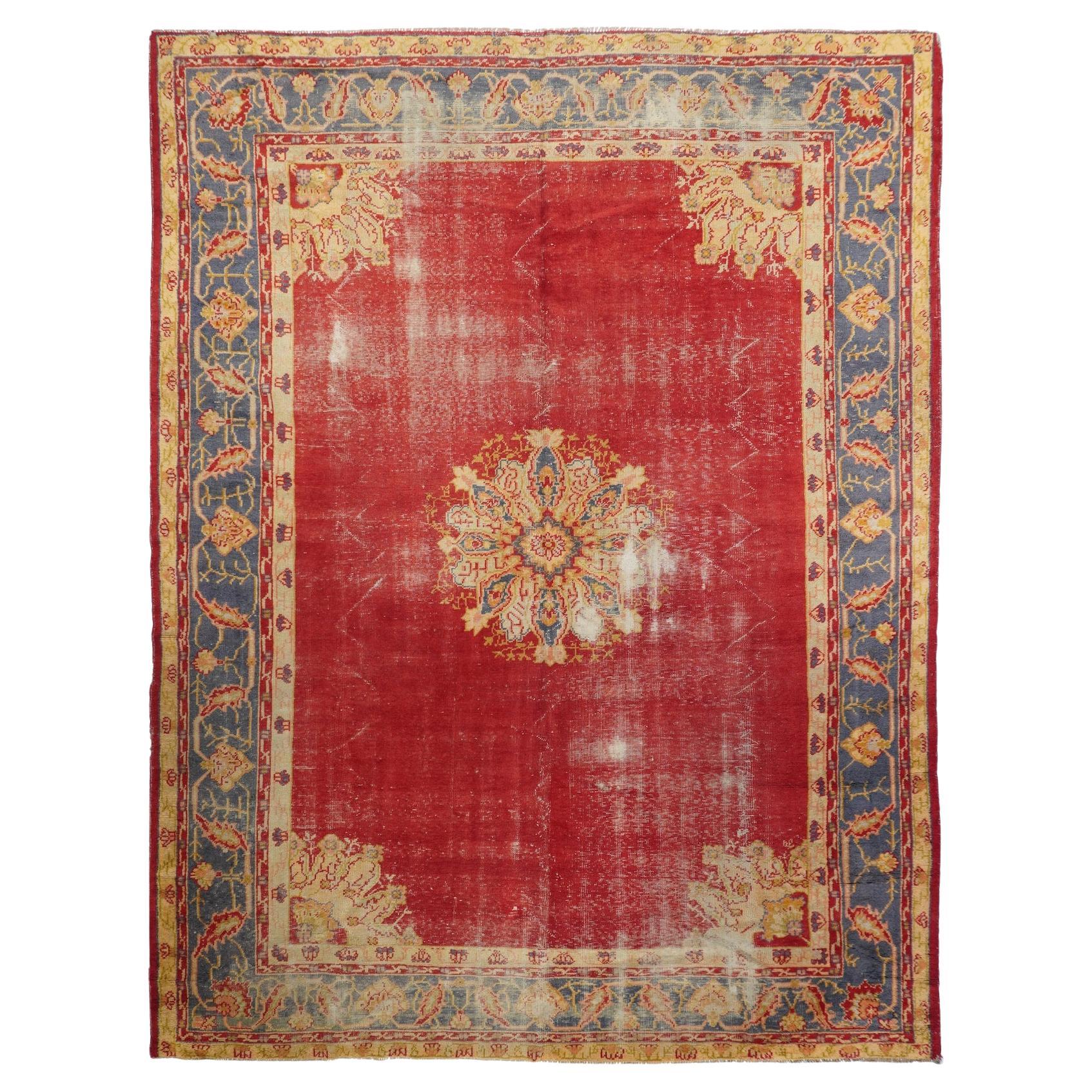 Ancien tapis turc Oushak Shabby Chic 