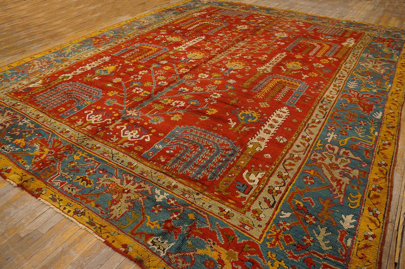 Hand-Knotted Late 19th Century Turkish Oushak Carpet  ( 11' 5'' x 14' 6'' - 348 x 442 cm ) For Sale