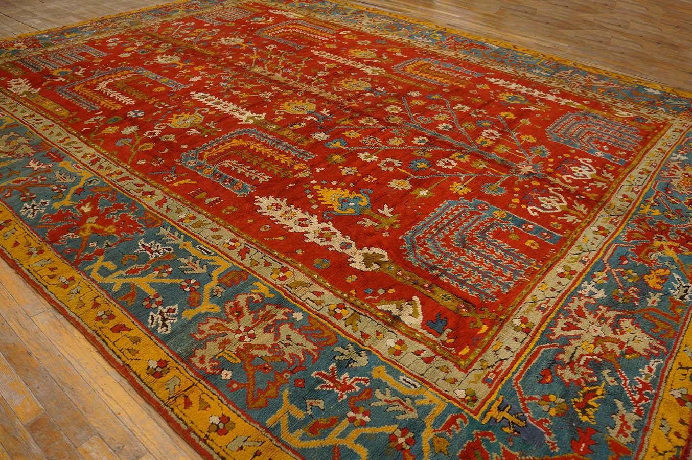 Wool Late 19th Century Turkish Oushak Carpet  ( 11' 5'' x 14' 6'' - 348 x 442 cm ) For Sale