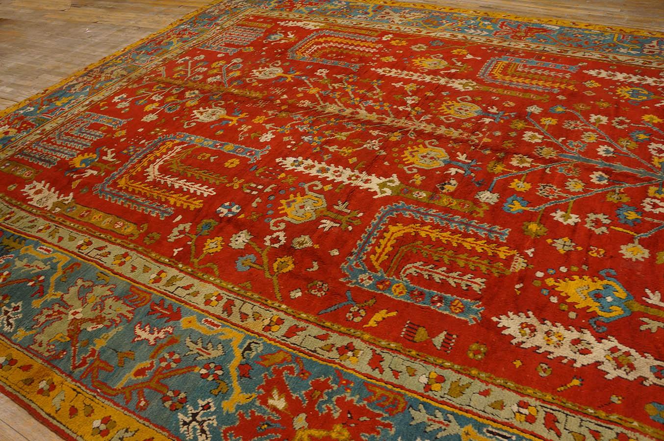 Late 19th Century Turkish Oushak Carpet  ( 11' 5'' x 14' 6'' - 348 x 442 cm ) For Sale 1