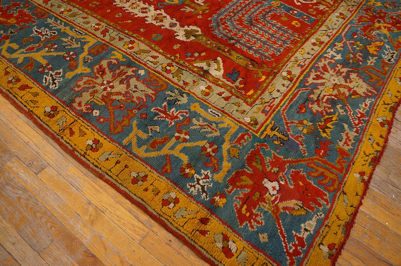 Late 19th Century Turkish Oushak Carpet  ( 11' 5'' x 14' 6'' - 348 x 442 cm ) For Sale 4