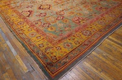 Tribal Large Scale Pattern Light Blue Seafoam Color Antique Turkish Oushak Rug