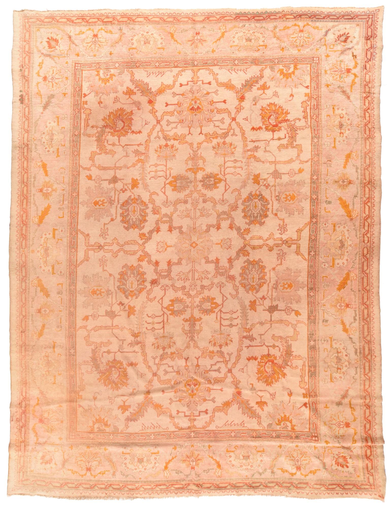Early 20th Century Antique Turkish Oushak Rug For Sale