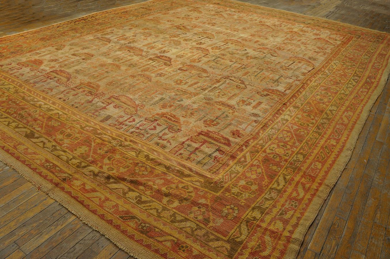 Wool Early 20th Century Turkish Oushak Carpet ( 12'3