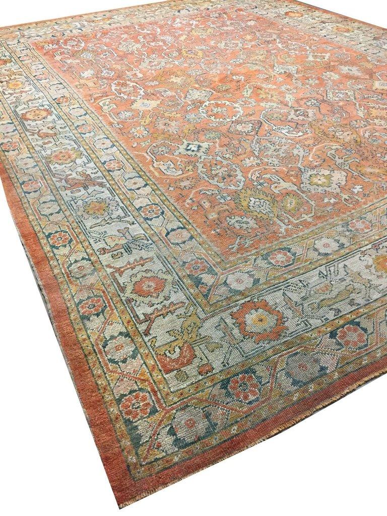 Hand-Woven Antique Turkish Oushak Rug  12'2 x 15'2 For Sale