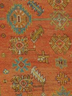 Antique Turkish Oushak Wool Rug Hand Knotted 12'4 x 20'6