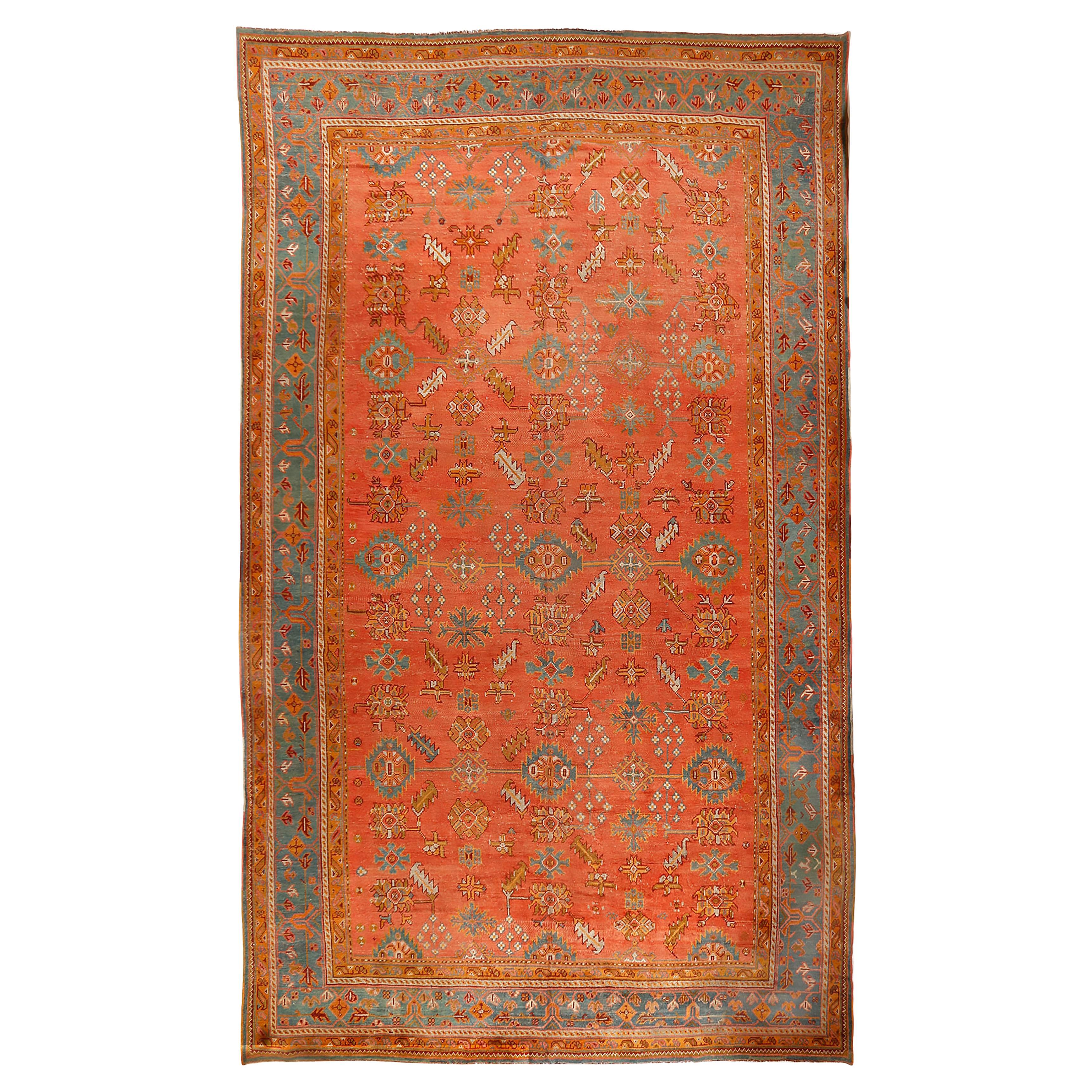 Antique Turkish Oushak Rug 12'4 x 20'6 For Sale
