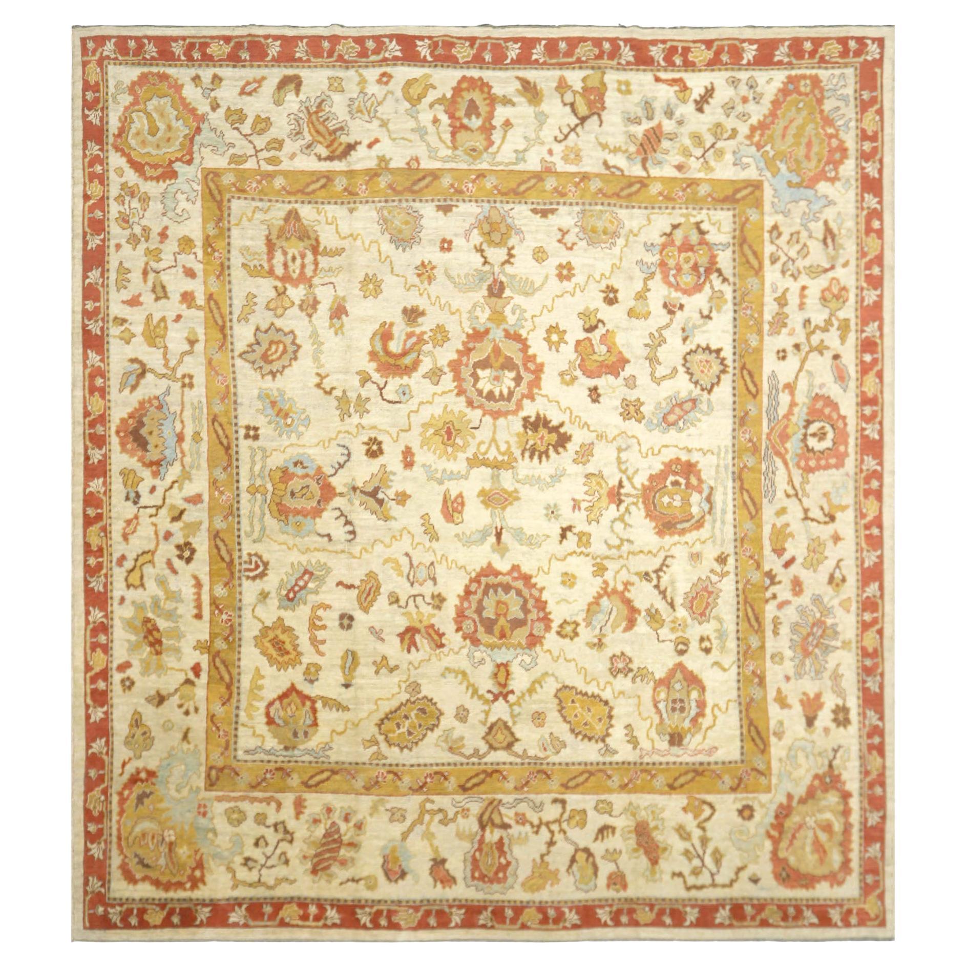 Antiker türkischer Oushak-Teppich - 13' x 14'3" im Angebot