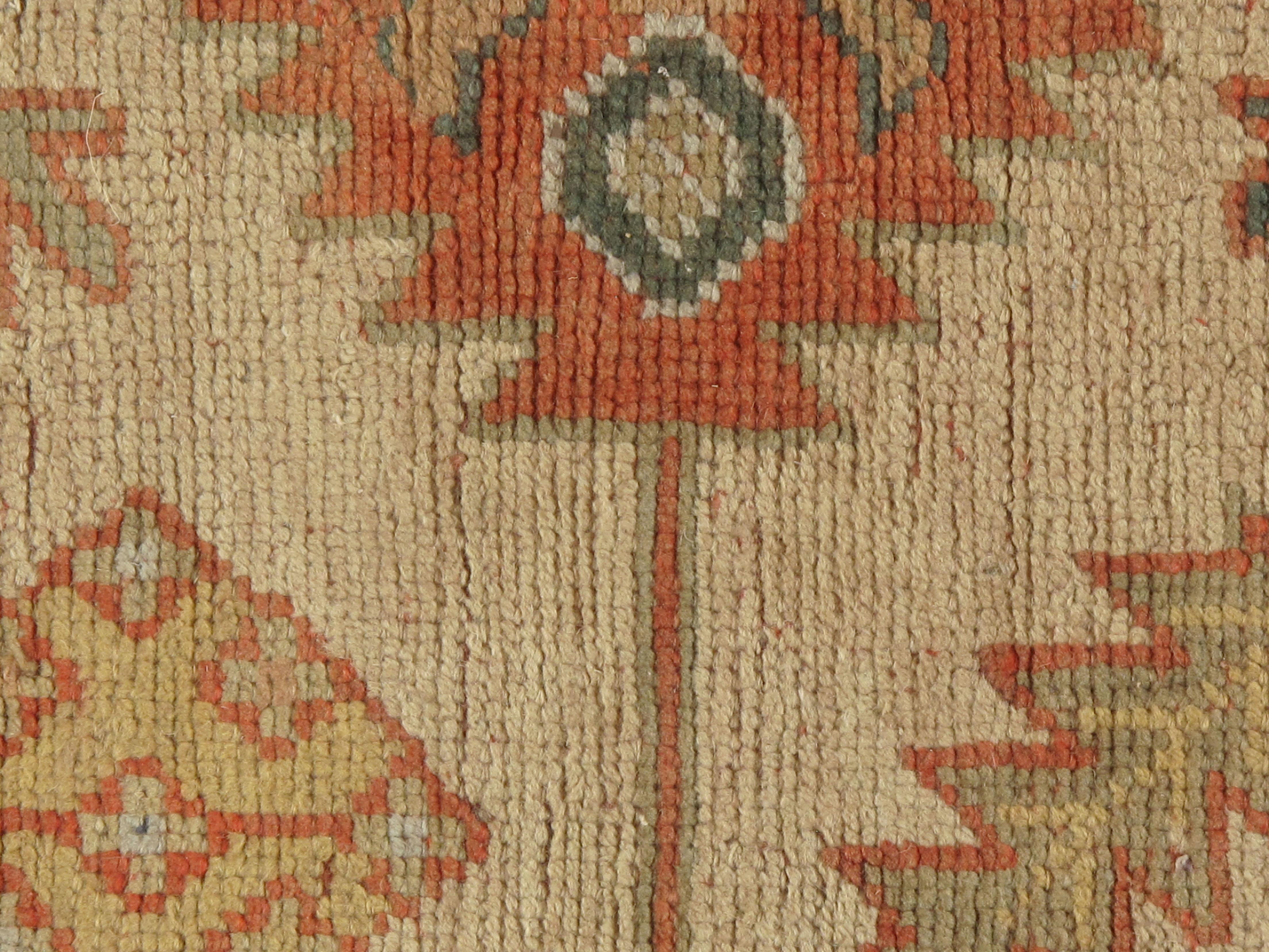 Lana Tappeto antico turco Oushak, 13' x 19' in vendita