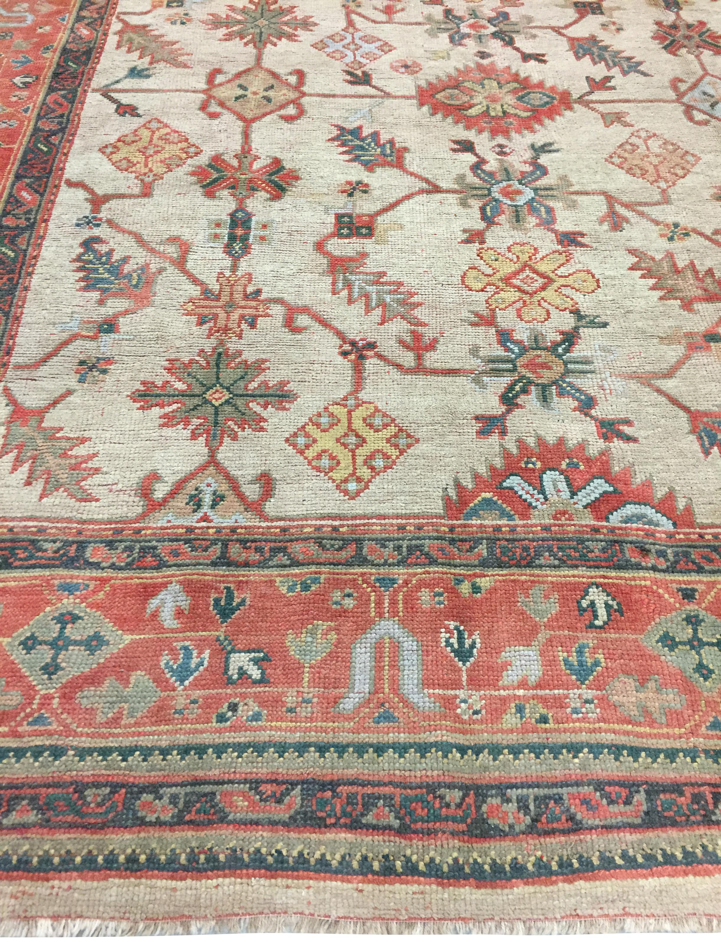 Antiker türkischer Oushak-Teppich, 13' x 19', antik im Angebot 1
